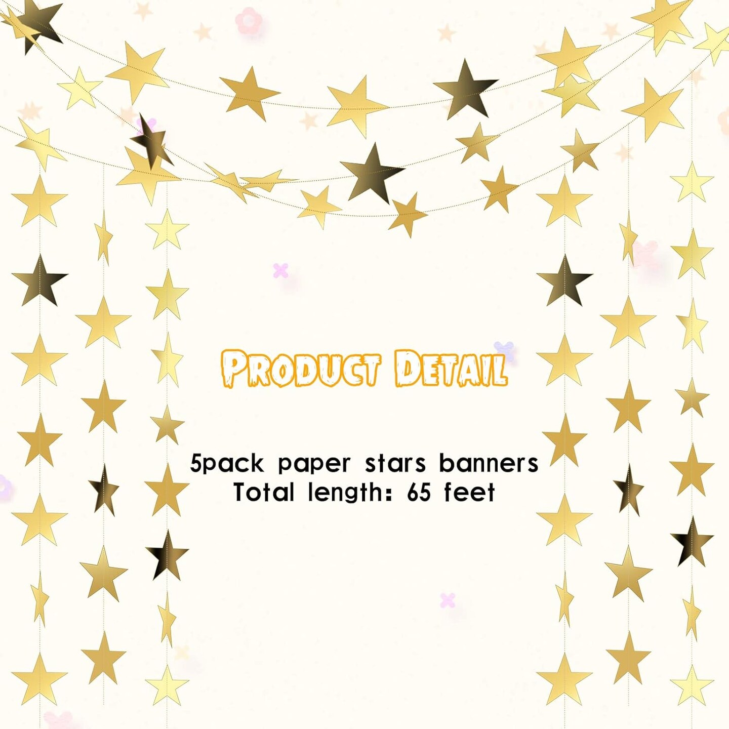 65 Feet Glitter Star Paper Garland Party Decorations