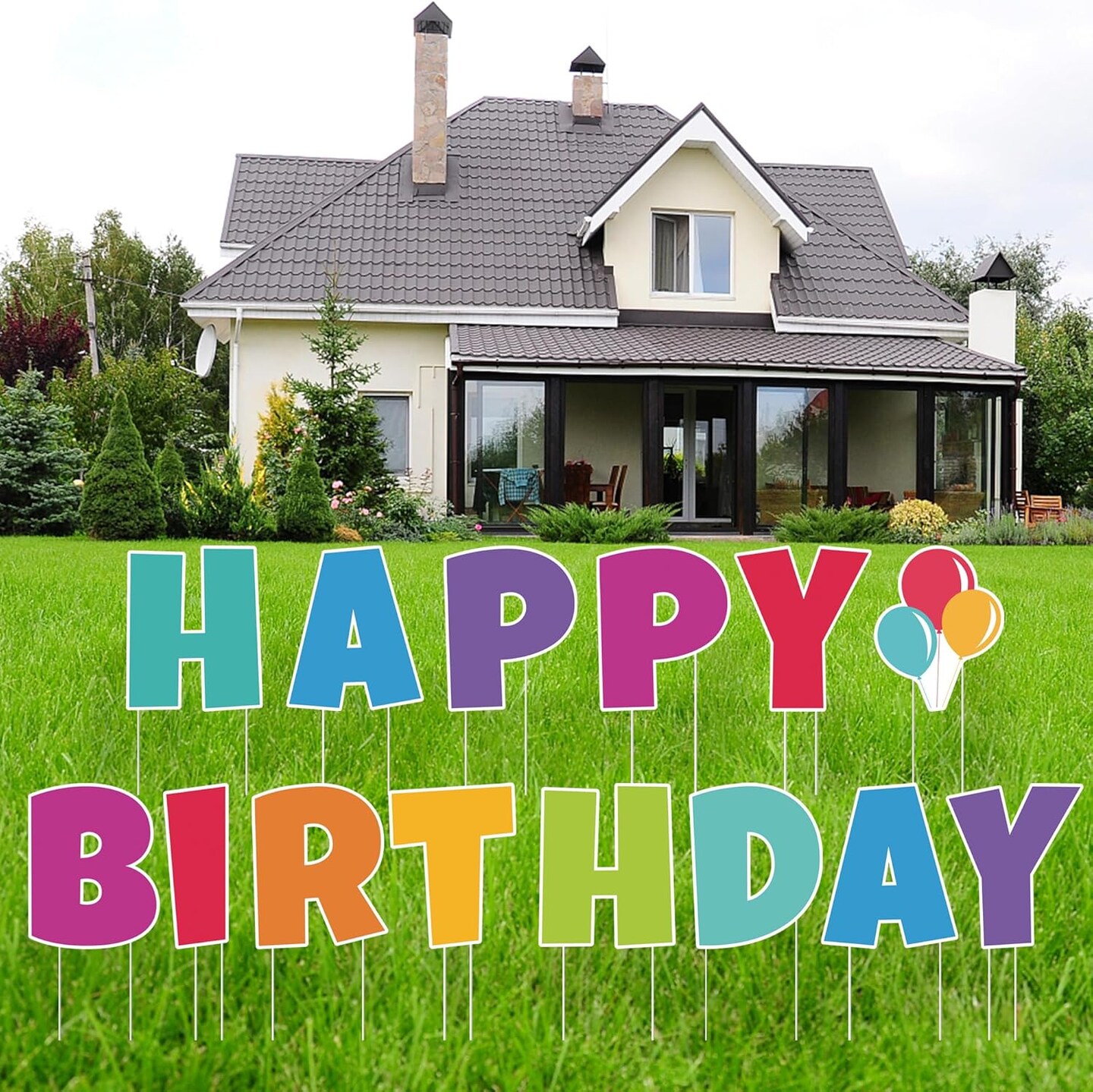 14 Pcs Happy Birthday Yard Sign - Happy Birthday Yard Sign with Stakes - Waterproof Happy Birthday Sign for Birthday Decorations - Birthday Yard Signs for Outdoor Lawn Yard Birthday Party Decorations
