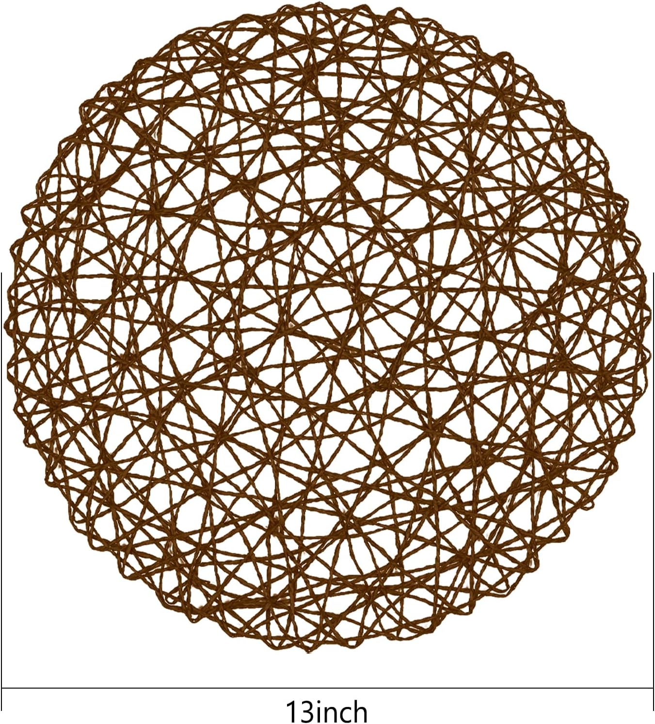 Paper Braided Round Placemats Set of 12 Natural Non-Slip Heat Resistant Table Mats for Dining Tables Woven Indoor &#x26; Outdoor Place mats(Coffee,12)