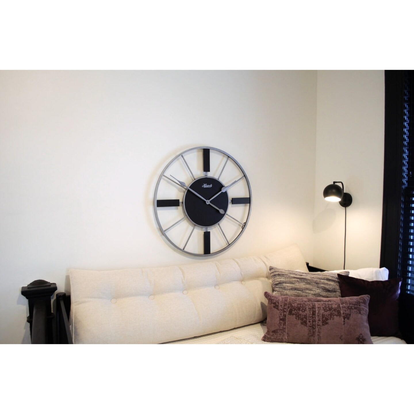 Hermle Wrought Iron Gallery Wall Clock - 32&#x22; - Black and Silver