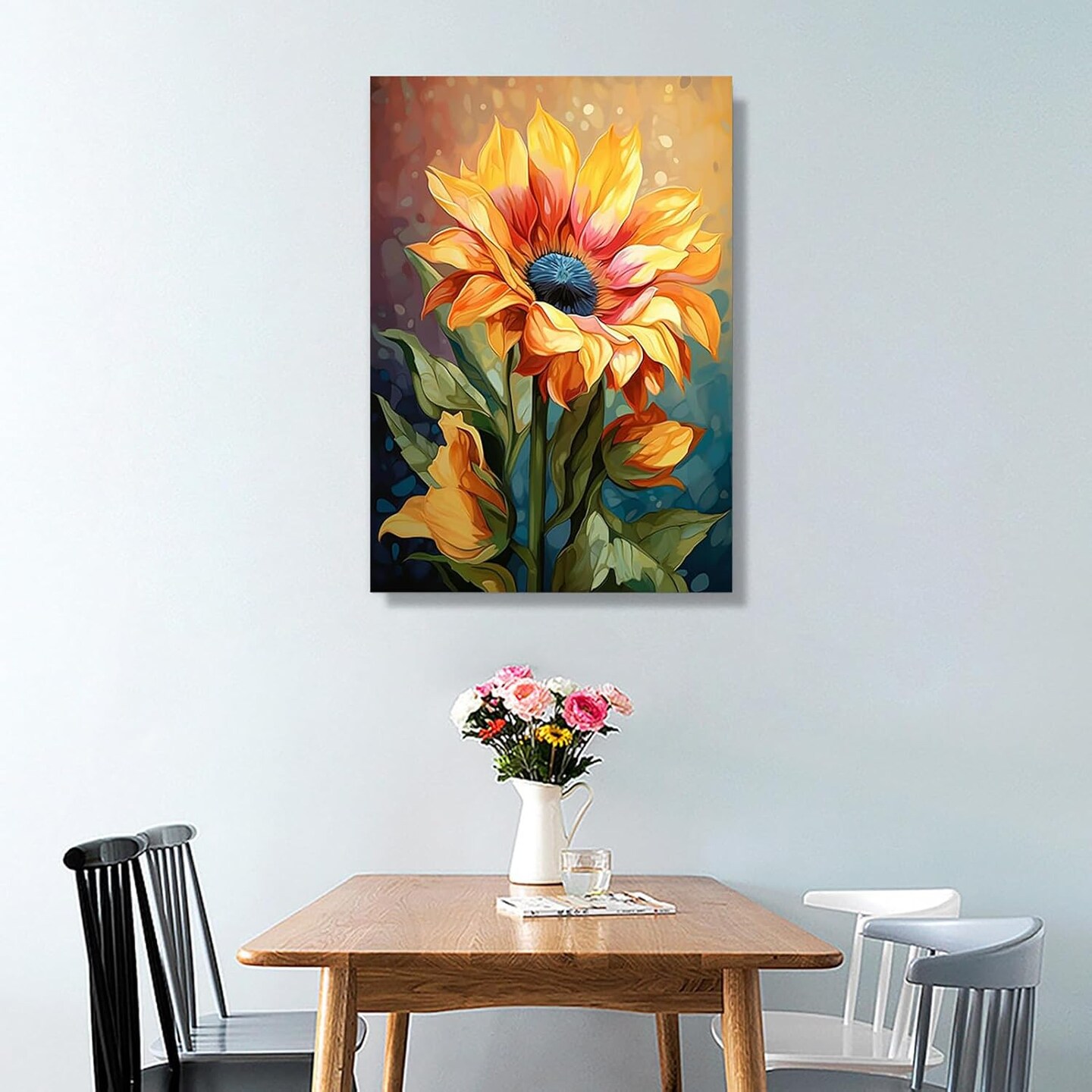 Paint by Numbers Sunflower for Adults Beginners with Frame,Sunflower Acrylic Adult Paint by Number Kits on Canvas,Abstract Landscape Digital Oil Number Painting Kits for Home Decor