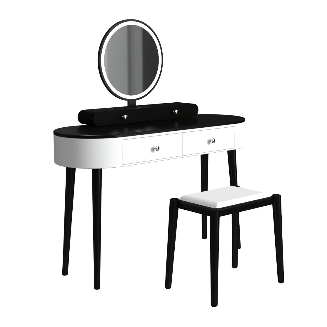 LED Lighted Vanity Table Set with Adjustable Mirror &#x26; Cushioned Stool