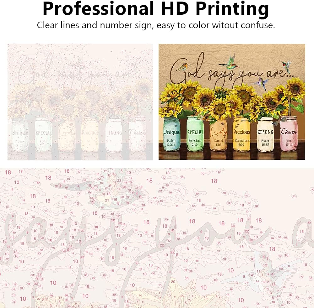 Painting by Numbers for Adults, Sunflower Paint by Numbers, 16X20 Inch Adults Paint by Number Kits for Beginners on Canvas