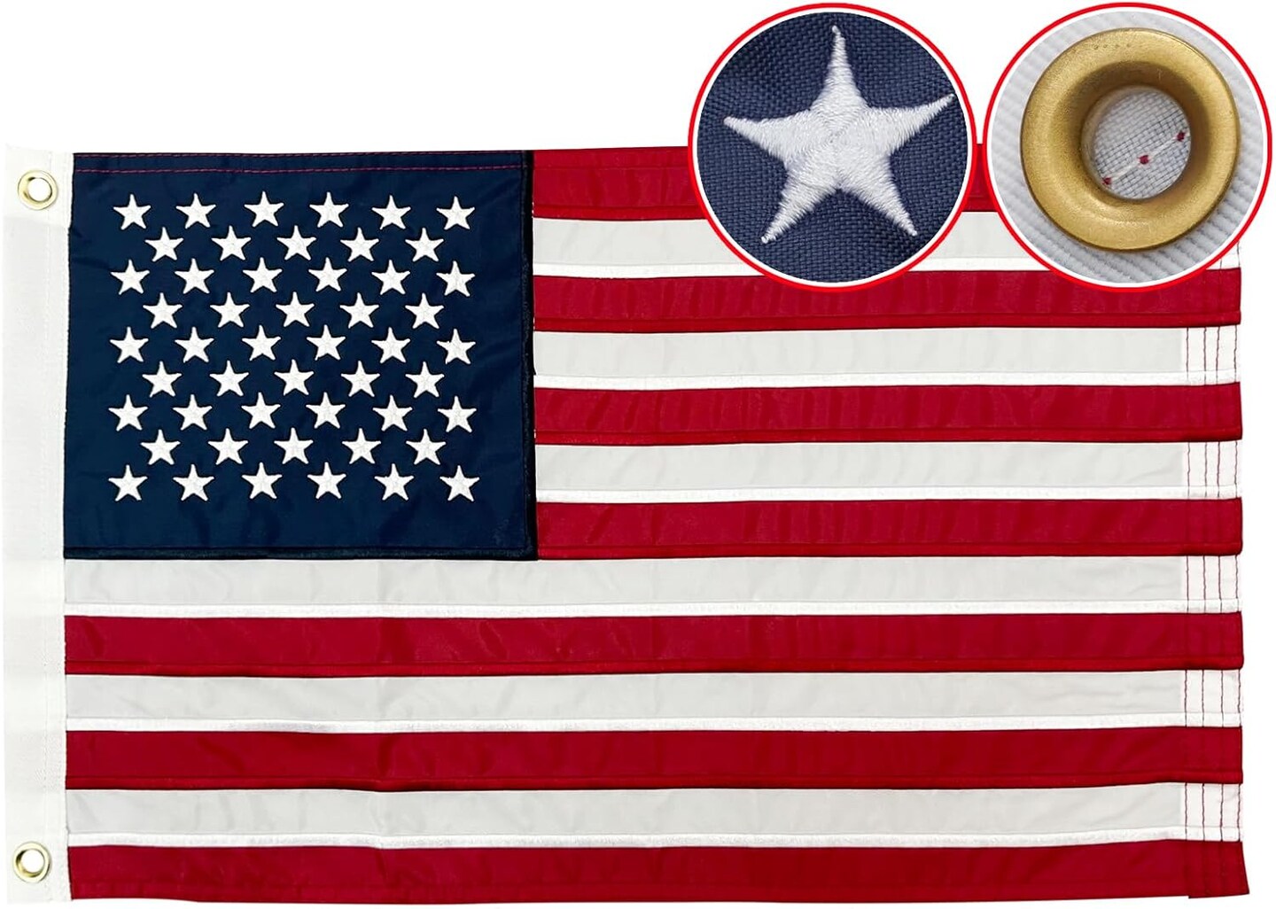 16x24 Inches American Flag for Boat Embroidered Small Boat Flags for Outside, Patriotic Heavy Duty 16x24" Nautical US American Flag for 4th of July with 2 Brass Grommets
