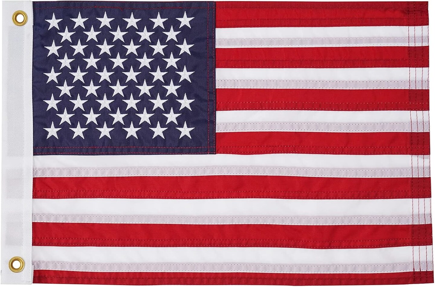 American US Boat Flag 16x24 Inch, Embroidery 50 Stars Ensign Nautical U.S.A Flags with 2 Brass Grommets, Heavy Duty Nylon Outdoor Banner for Yacht