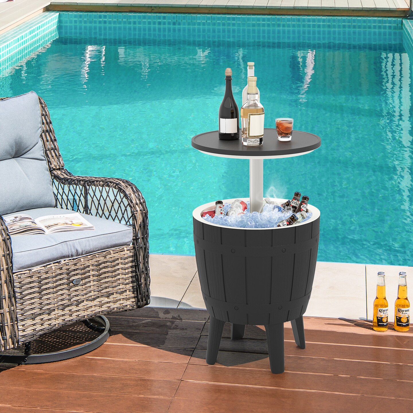 PP Metal 3-in-1 Cooler Bar Table with 10 Gallon Bucket