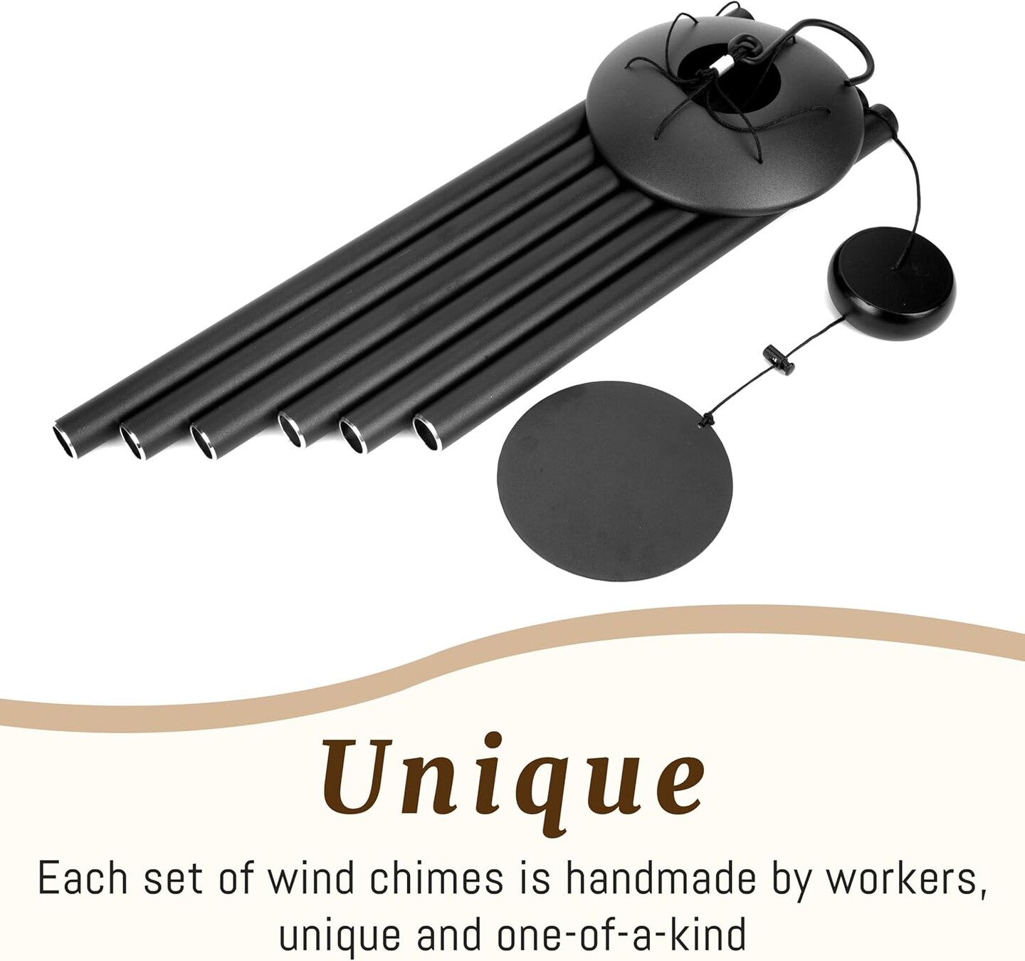38&#x22; Large Wind Chimes with Classic Sound, Coolest Metal Windchimes Outdoors with Pine Wood Striker, Unique Gift for Mom, Garden Decoration(Black)