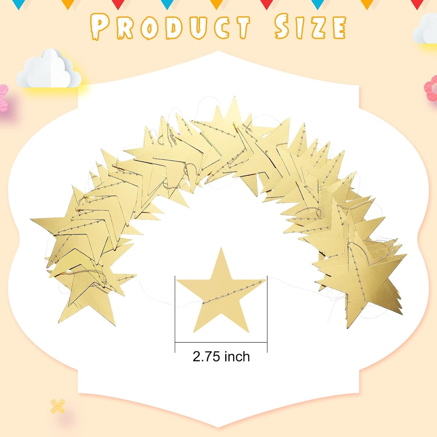 65 Feet Glitter Star Paper Garland Party Decorations