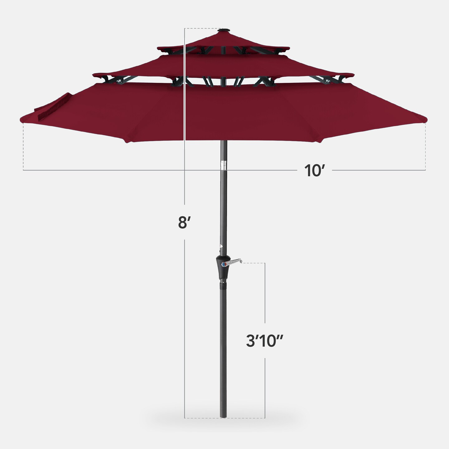 Best Choice Products 10ft 3-Tier Patio Umbrella, Market Sun Shade w/ Tilt Adjustment, Easy Crank