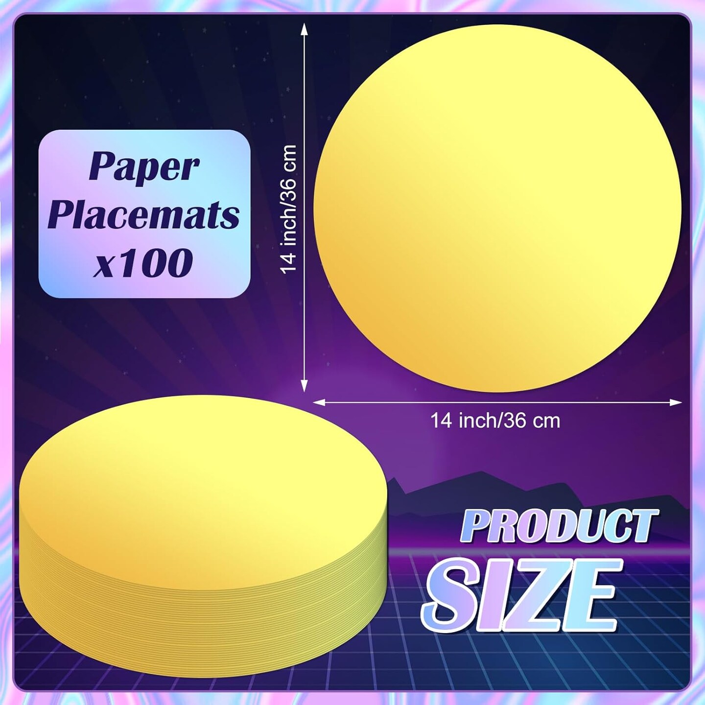 100 Pieces Round Paper Placemats Disposable Table Mats Mirror Foil Decorative Place Mats for Dining Wedding Table Decoration Banquet Birthday Festive Party(Gold)