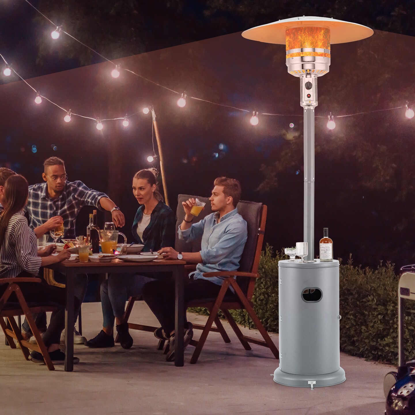 50000 BTU Round Table Design Propane Heater with Adjustable Temperature Knob Perfect for Outdoor Gatherings