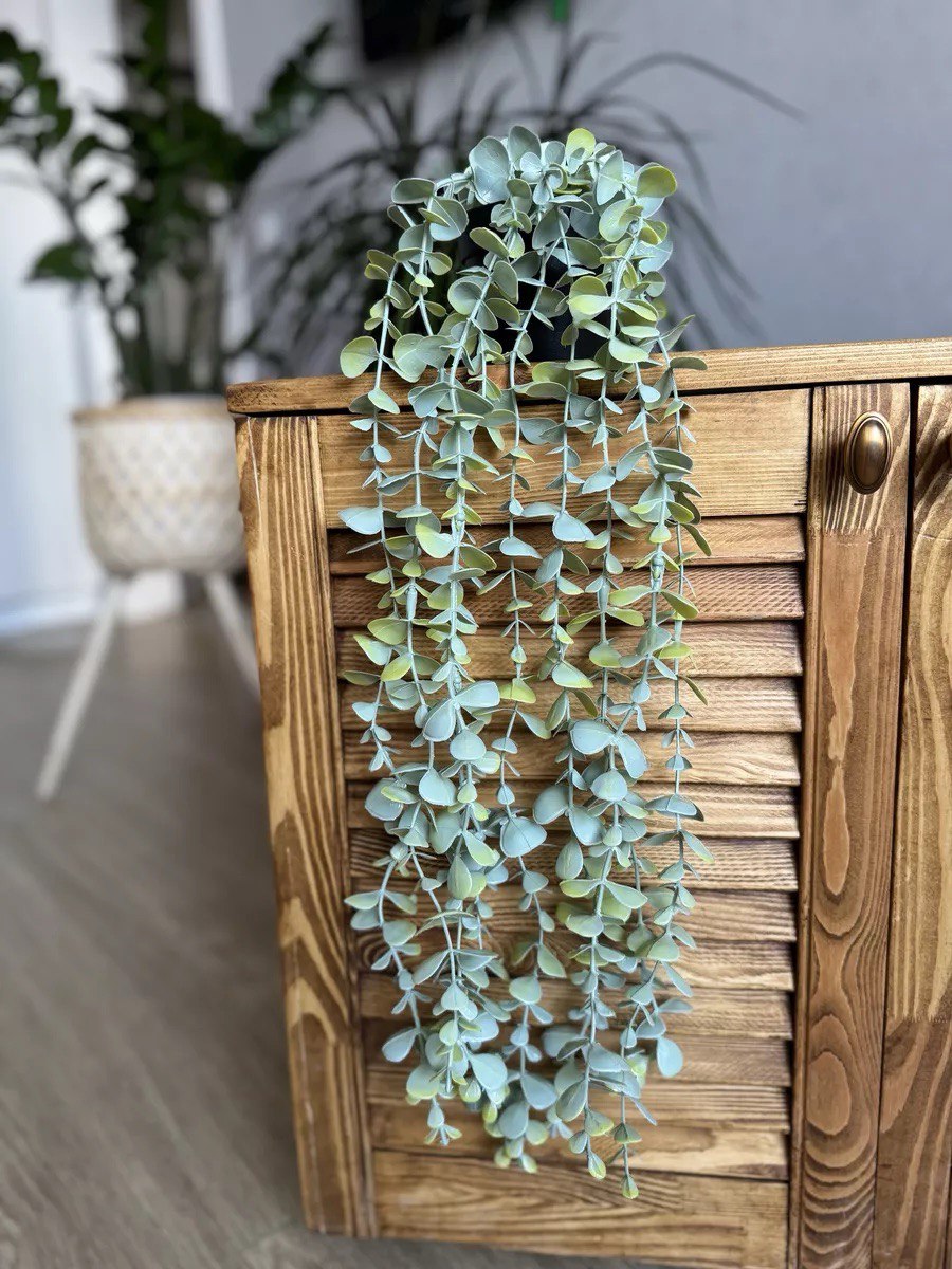 Artificial Hanging Fake Plants Fake Potted Eucalyptus for Wall Room Home Patio Indoor Outdoor Decor