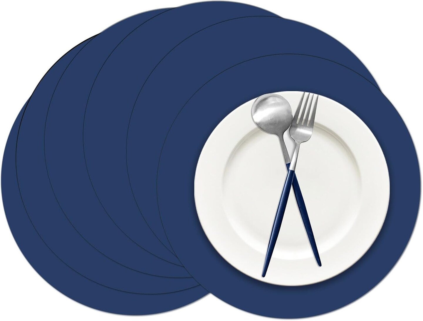 100 Pieces Navy Blue Paper Place Mats Blue Round Disposable Table Mats Decorative Placemats for Wedding Bridal Shower Navy Blue Birthday Party Dining Decor