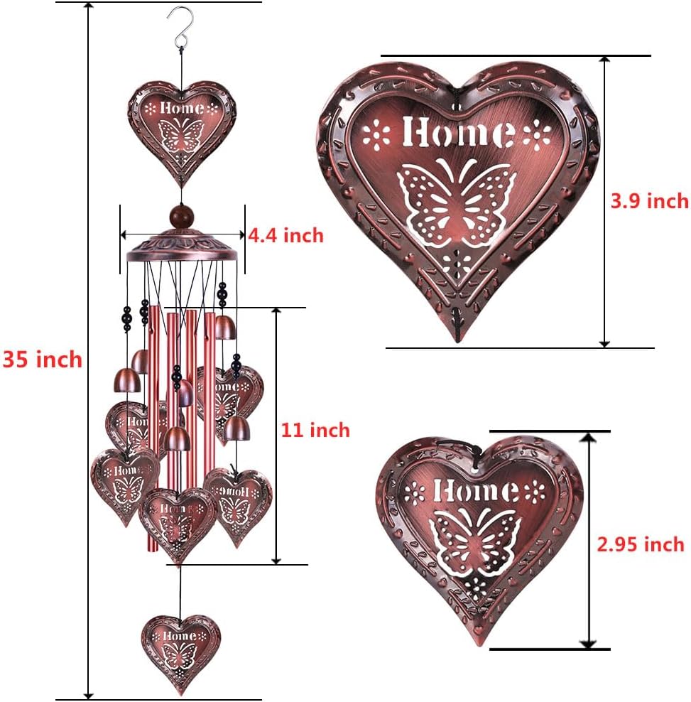 Loving Hearts Memorial Wind Chimes Outdoor/Indoor Decor - Mobile Romantic Wind Catcher, Heart Wind Bells, Blessing Windchimes Gifts for Mom, Home, Balcony, Yard, Park, Festival Garden Decoration
