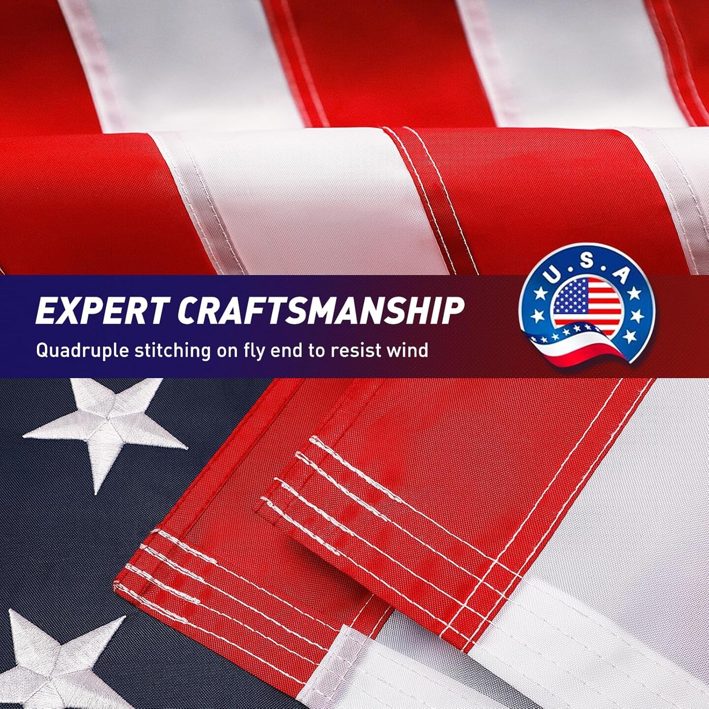 American Flag 1x1.5 Outdoor, 1x1.5 Flags Outside, All Weather US Flags with Embroidered Stars Sewn Stripes Brass Grommets, Vivid Color, Polyester USA Flag for Outdoor Indoor (1 by1.5 Foot)