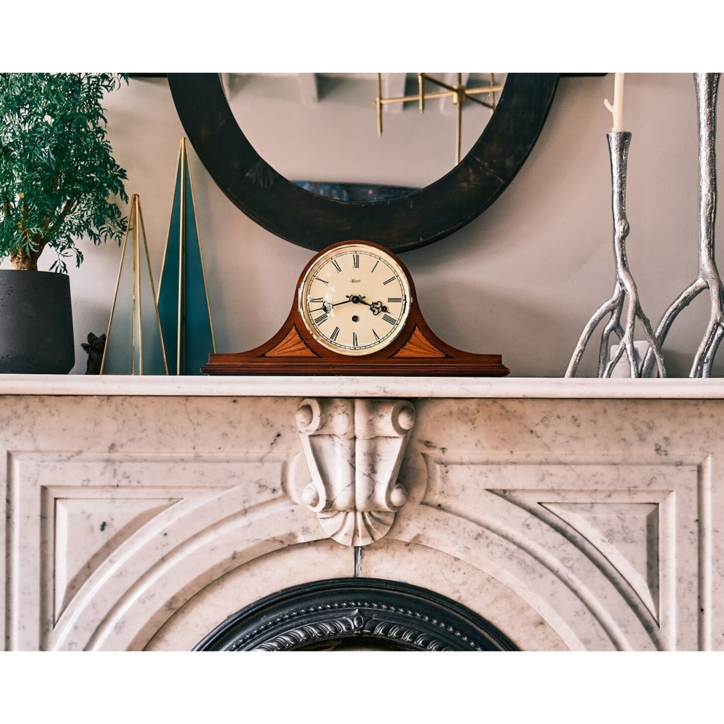 Hermle Wooden Chimes Mantle Shelf Clock - 20&#x22; - Brown
