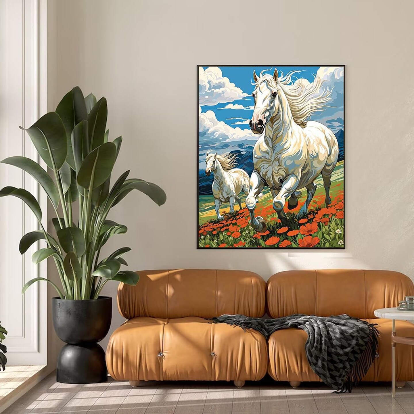 Paint by Numbers Kit for Adults Horse- Horses Adult Paint by Number Kits on Canvas, DIY Acrylic Oil Painting Kits for Wall Decoration