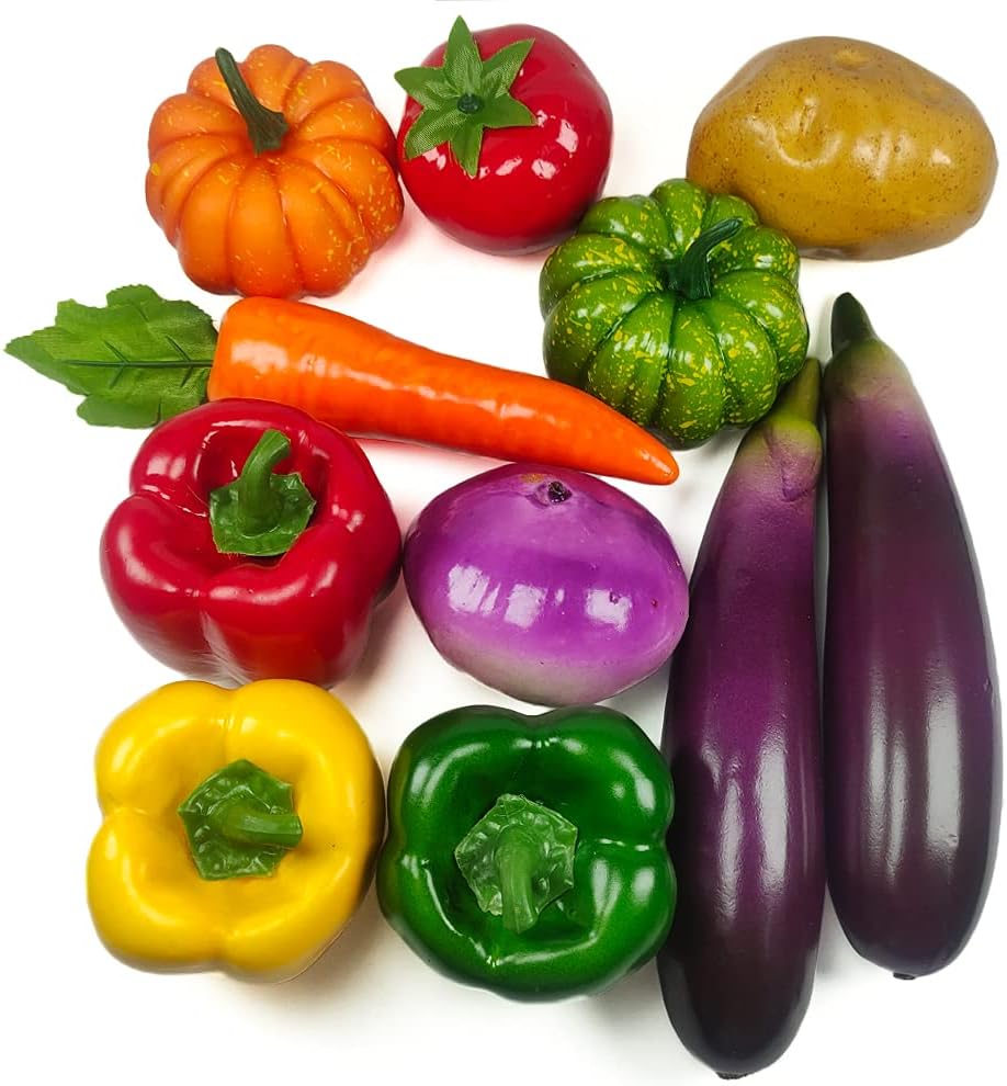 11 Pcs Artificial Vegetables, Faux Fake Mixed Vegetables Decoration