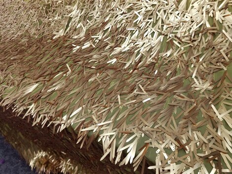 1 Yard Gold Long Teardrop Sequins on Black Mesh Fabric 50/52 Inch Width