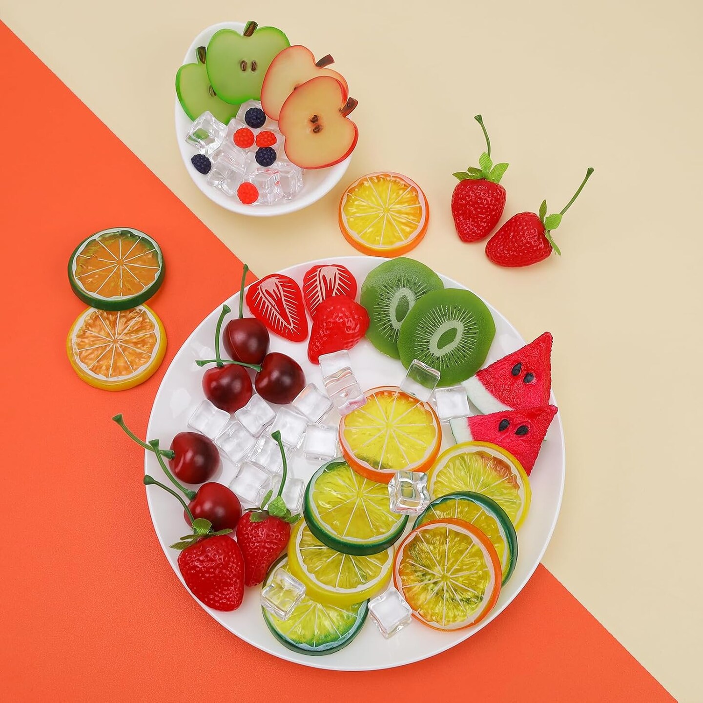 135pcs Fake Mix Fruit Decoration Artificial Strawberry Apple Lemon