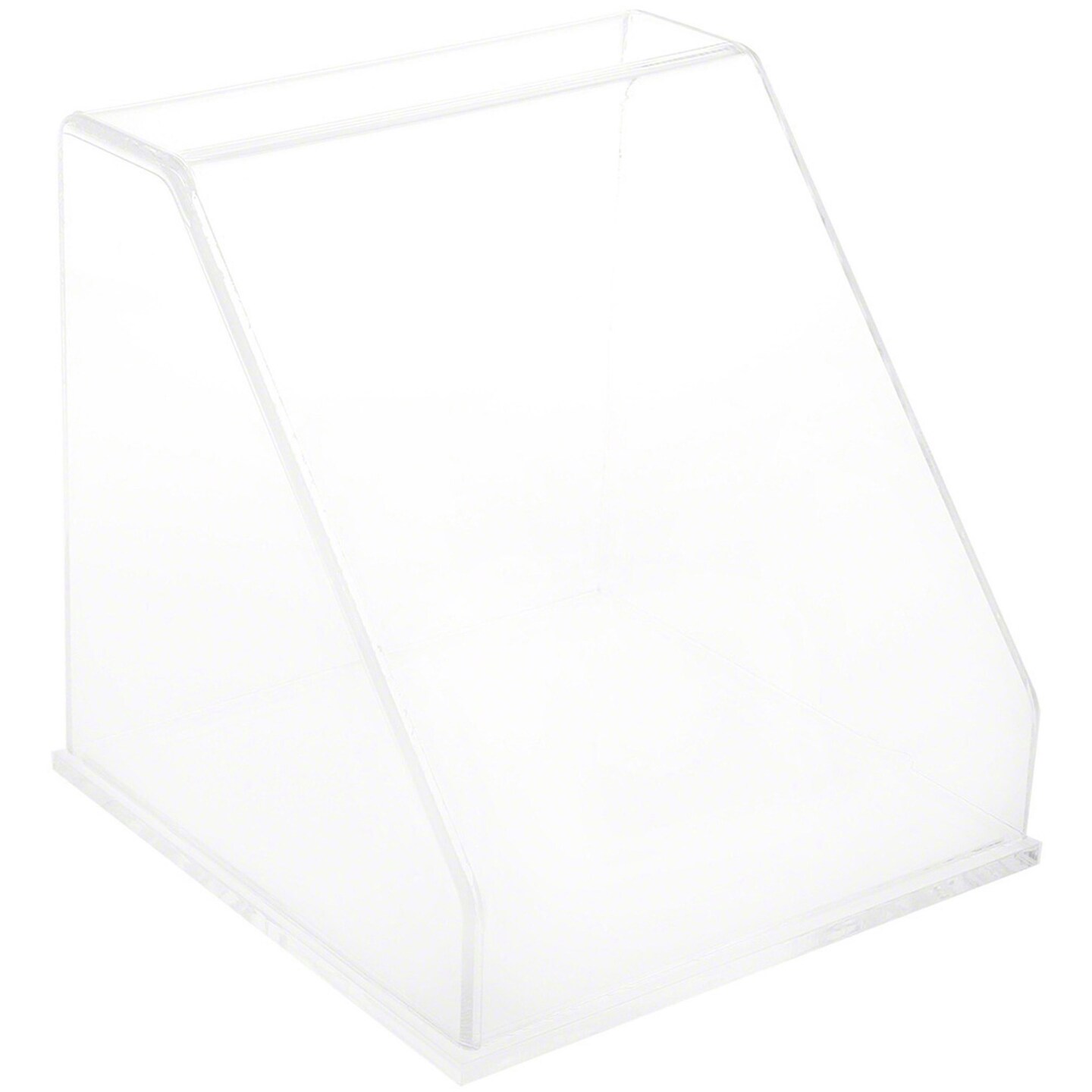Plymor Clear Acrylic Slanted Front Display Case, 10" x 10" x 10"