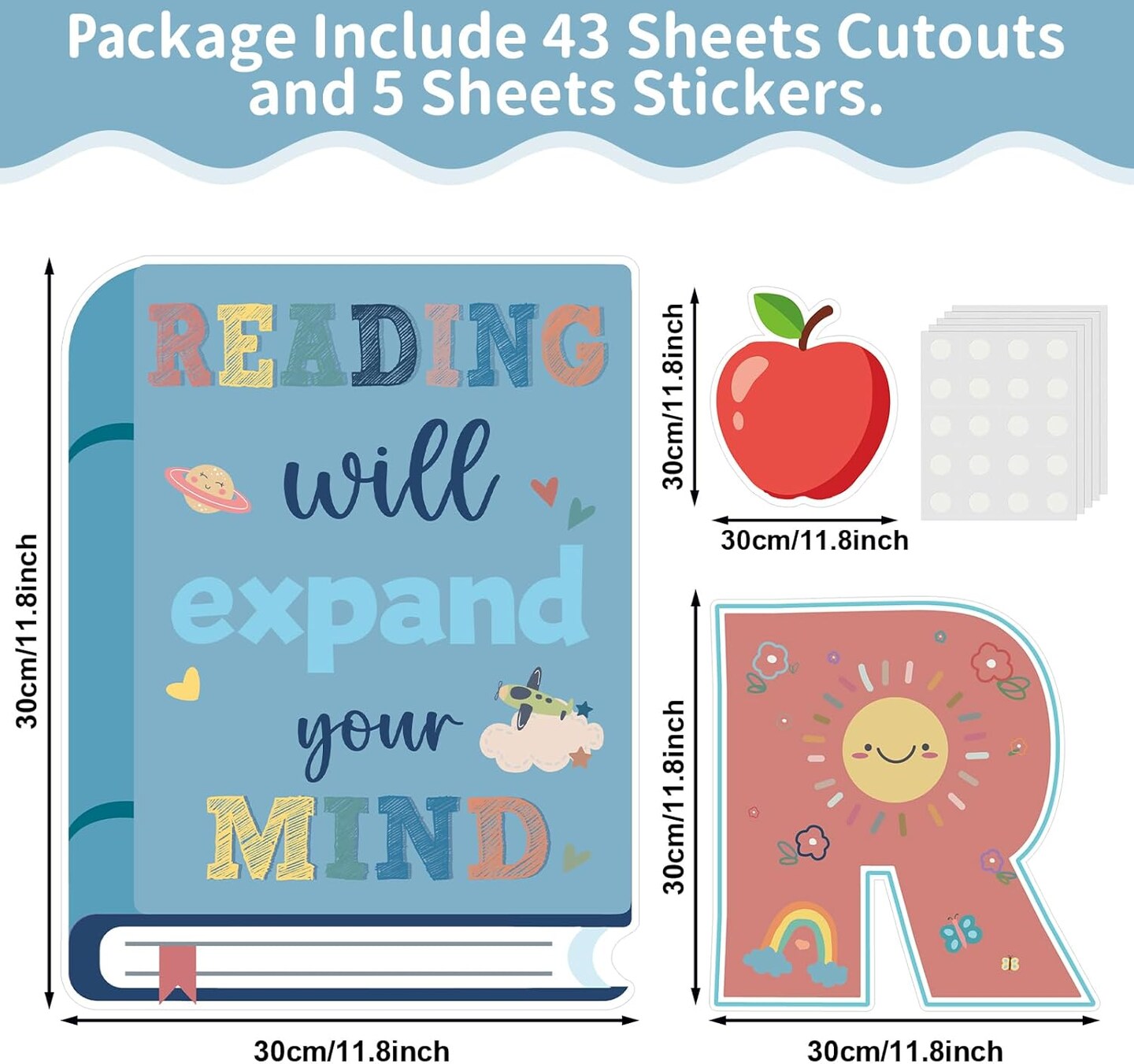 43 Pcs Reading Bulletin Board Sets -Boho
