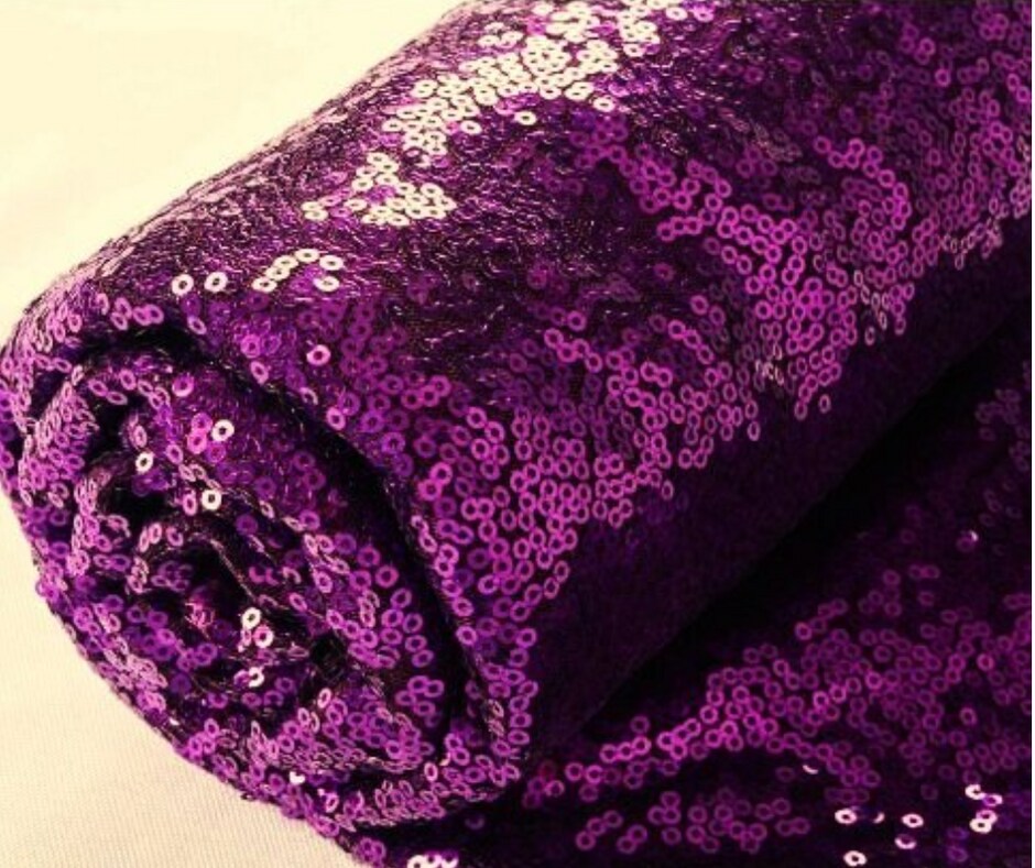 1 Yard Fuchsia Purple Sequin Fabric Sparkly Mesh for Tablecloths Decor Runners Backdrops 48 Inch Width