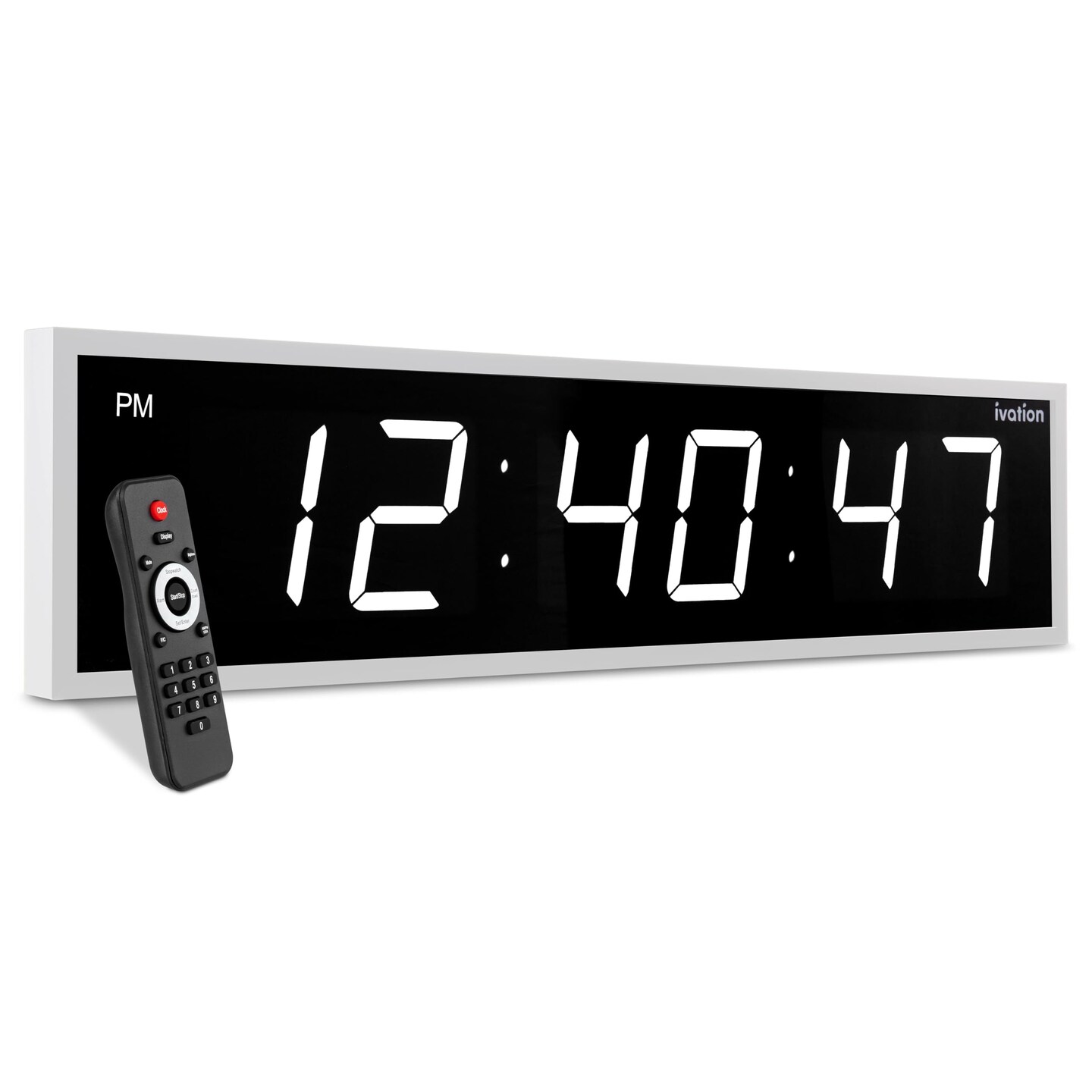 Ivation Huge 48" inch Digital LED Clock with Stopwatch, Alarms, Timer & Temp