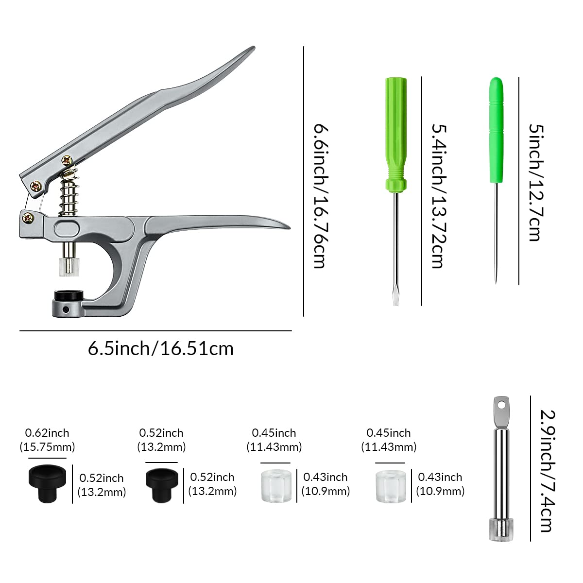 Snap Pliers for Crafts Clothing, Hand-held Pliers Tool for Snaps Buttons, No-Sew Button Snap Fastener Press Attacher Punch for T3 T5 T8 Snaps