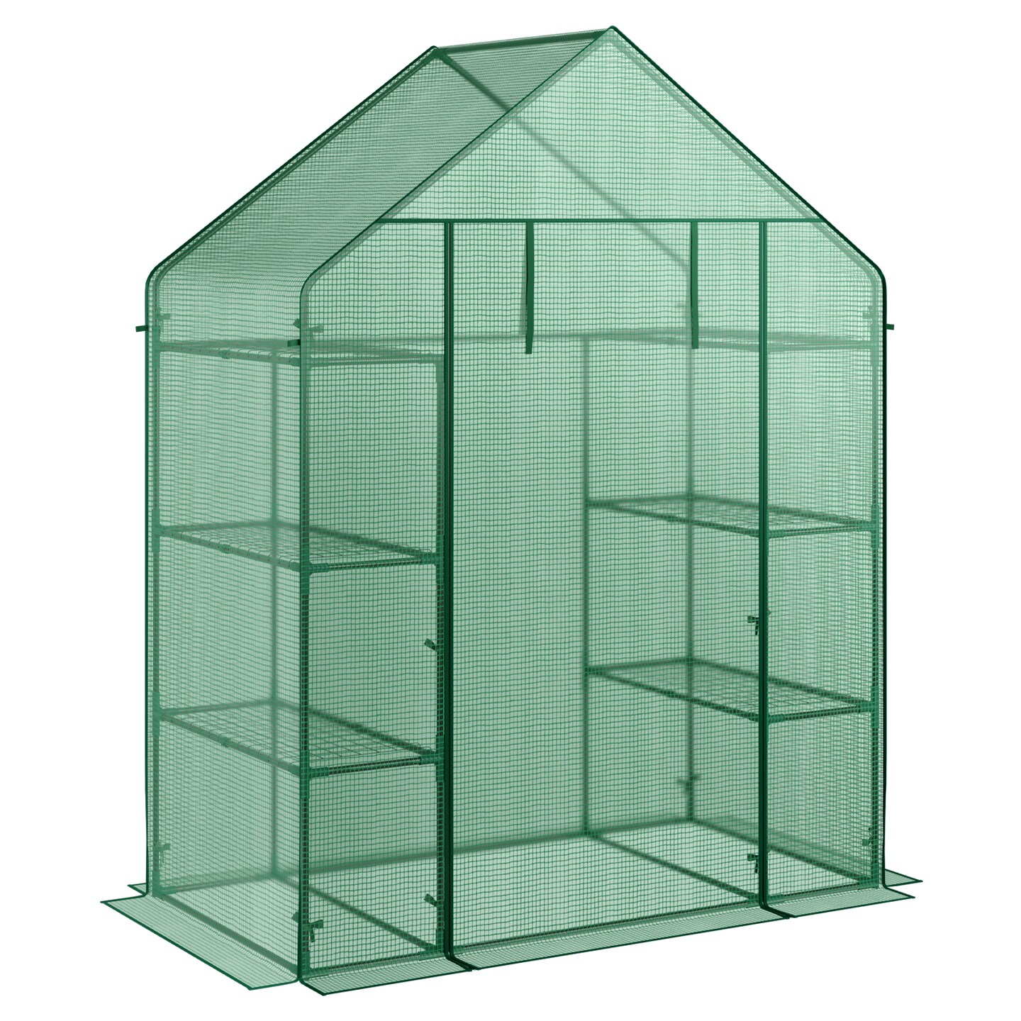Green Portable 4-Tier Walk-In Plant Greenhouse with 8 Shelves