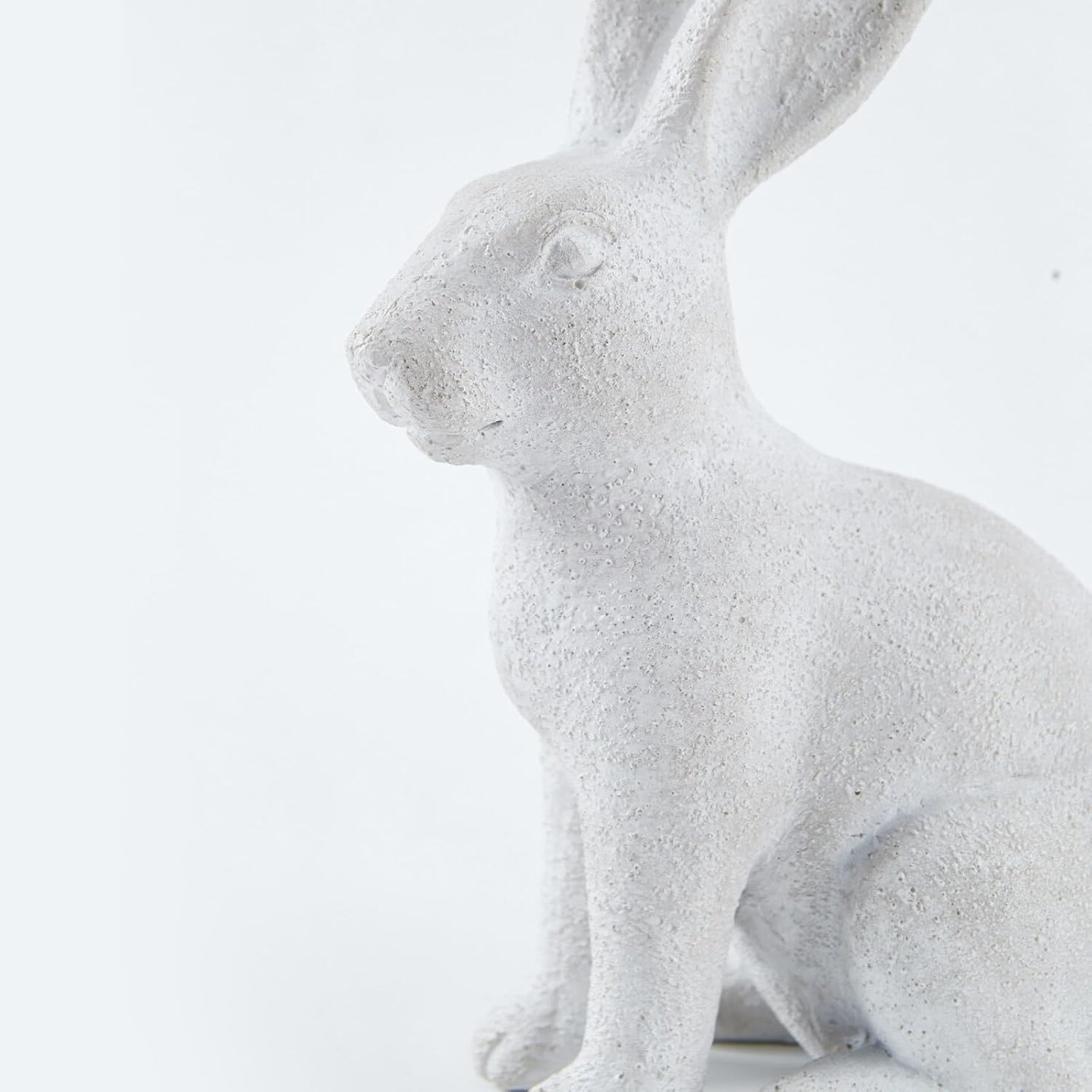 White Frosted Resin Bunny Figurines Set of 2 – Easter Bunny Tabletop Decor, Spring Home Decorations, Rabbit Statues for Living Room, Table Centerpiece, Indoor Easter Ornaments