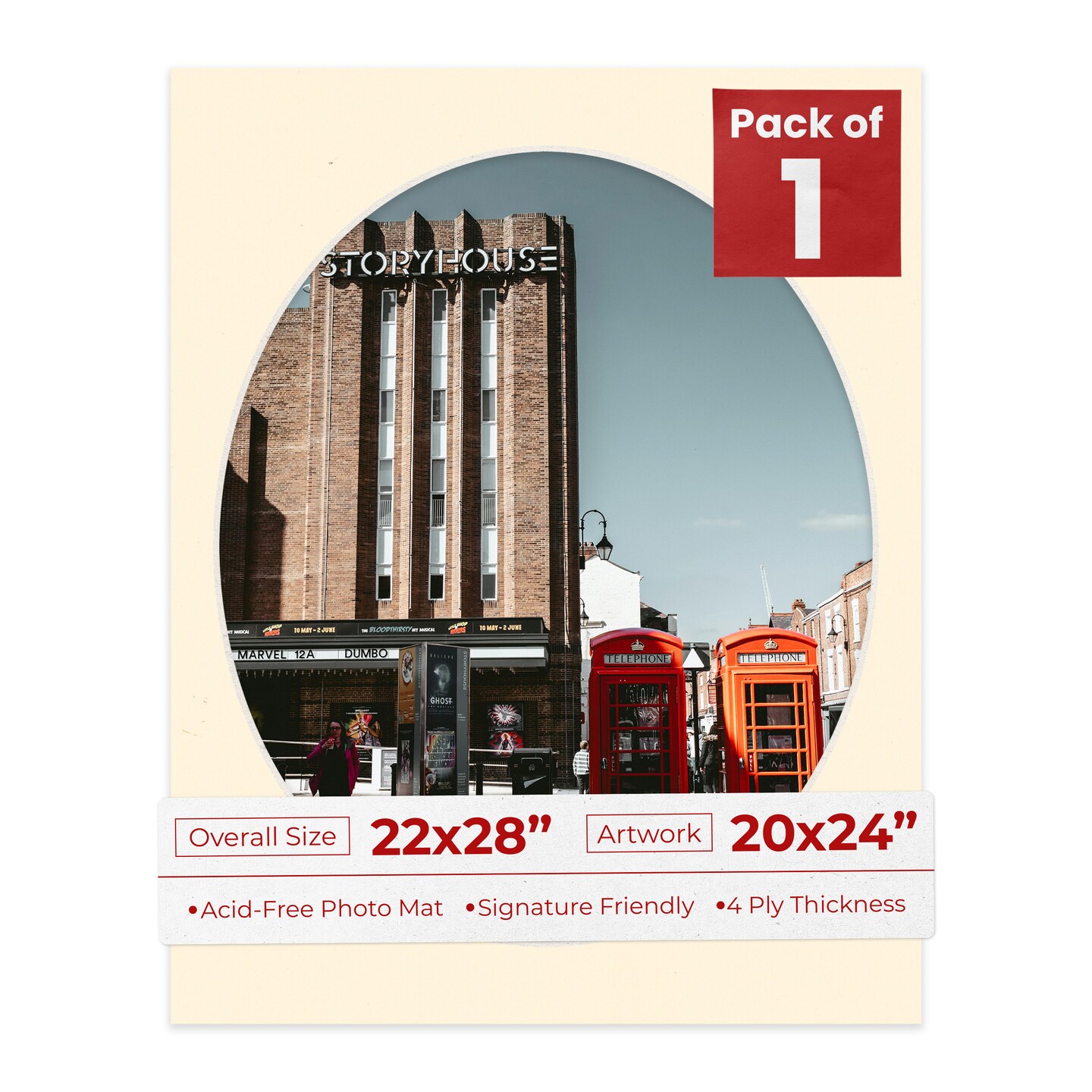 Bamboo Beige Mat Board for 22x28 Frames - Oval Opening for 20x24 Photos