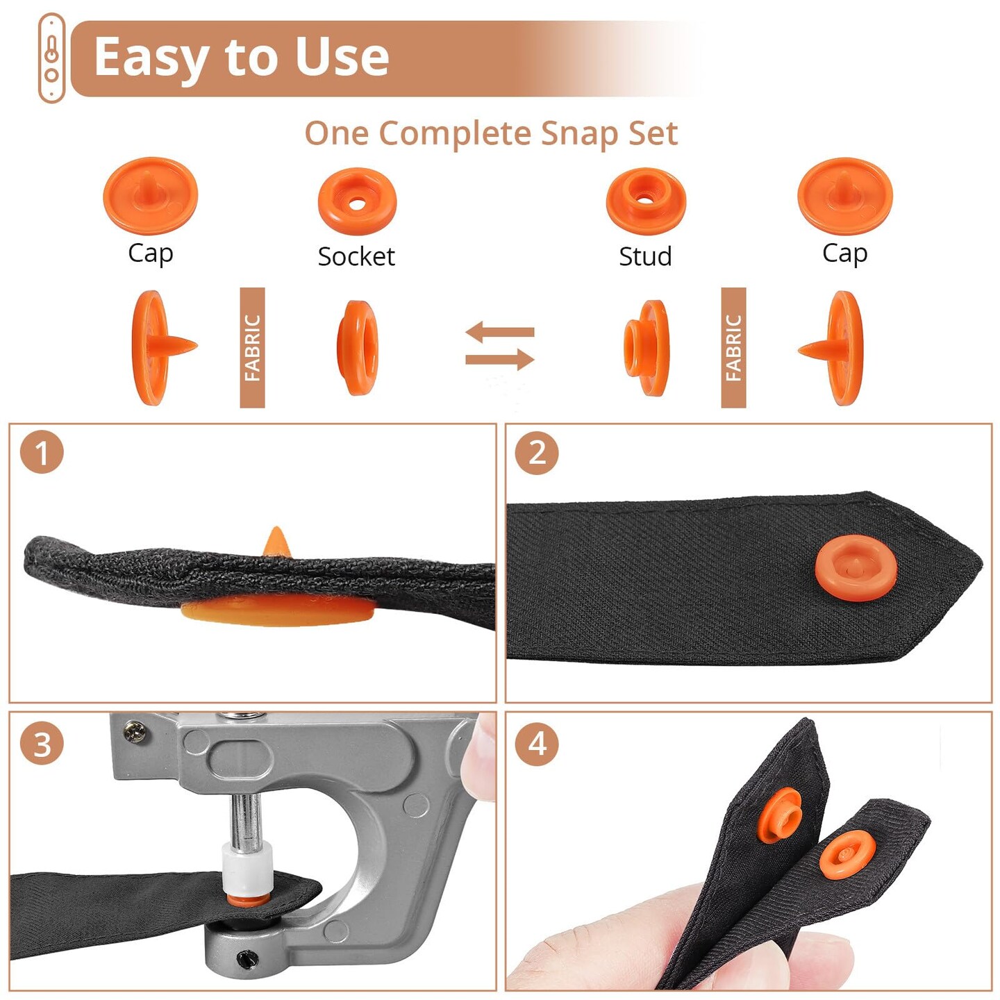 Snaps and Snap Pliers Set, 408 Sets T5 Plastic Snap Buttons 24 Colors, Snap Fasteners Snap Press Pliers Snaps Starter Kit Snap Setter Tool for Clothes Sewing Bibs Rain Coat DIY Crafting