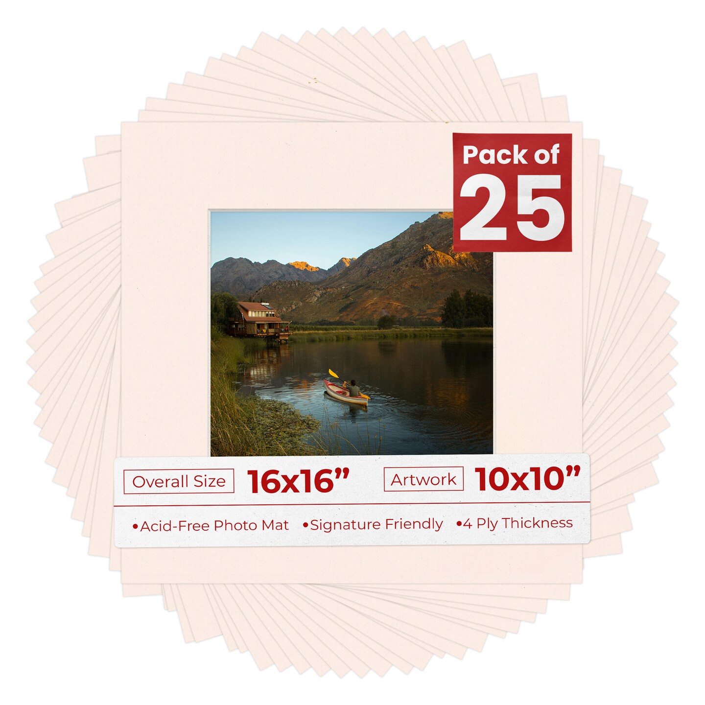 Oyster Bay Beige Mat Board for 16x16 Frames - Fits 10x10 Photos