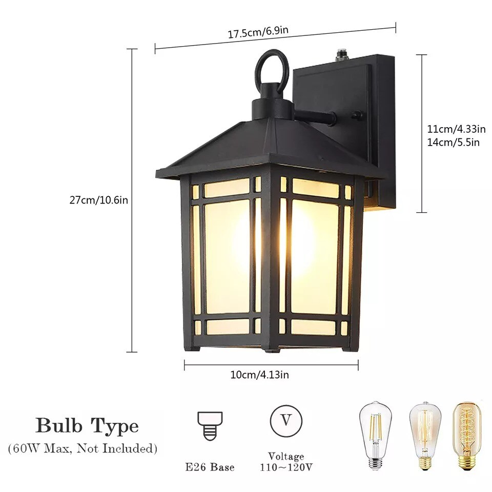 Outdoor Porch Light Wall Sconce Light Patio Garage LED Wall Lamp Fixture E26