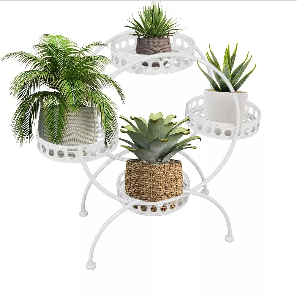 White 4-Tier Ferris Wheel Indoor/Outdoor Plant Stand - 28 in