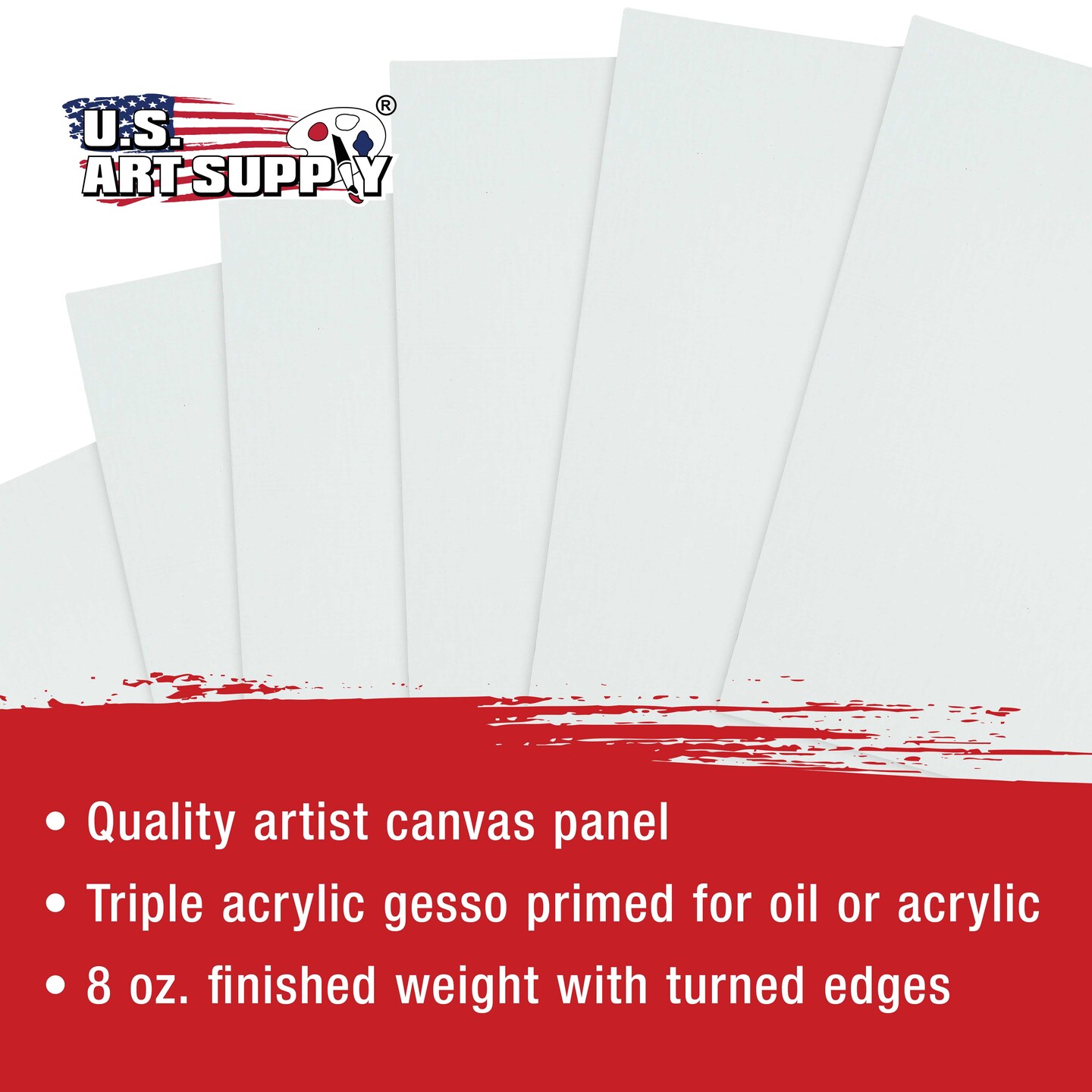 5 X 7 Inch Professional Art Canvas Board Panels 96 Pack - 8 Ounce Heavyweight Cotton Acid Free Canvases for Painting Acrylics and Watercolor (1 Case of 96 Single Canvas Painting Panels)