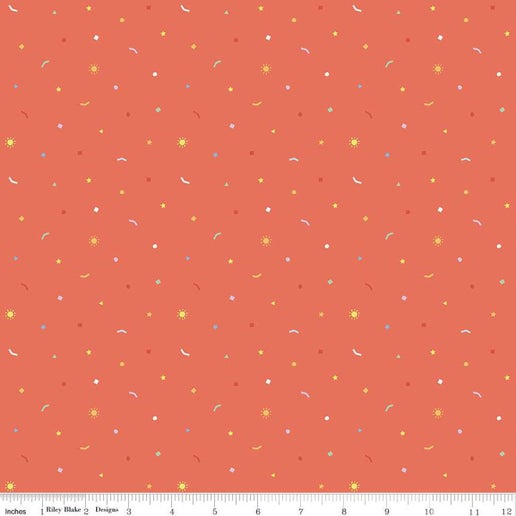 Riley Blake New Box of Crayons Confetti Rouge Cotton Fabric by the Yard