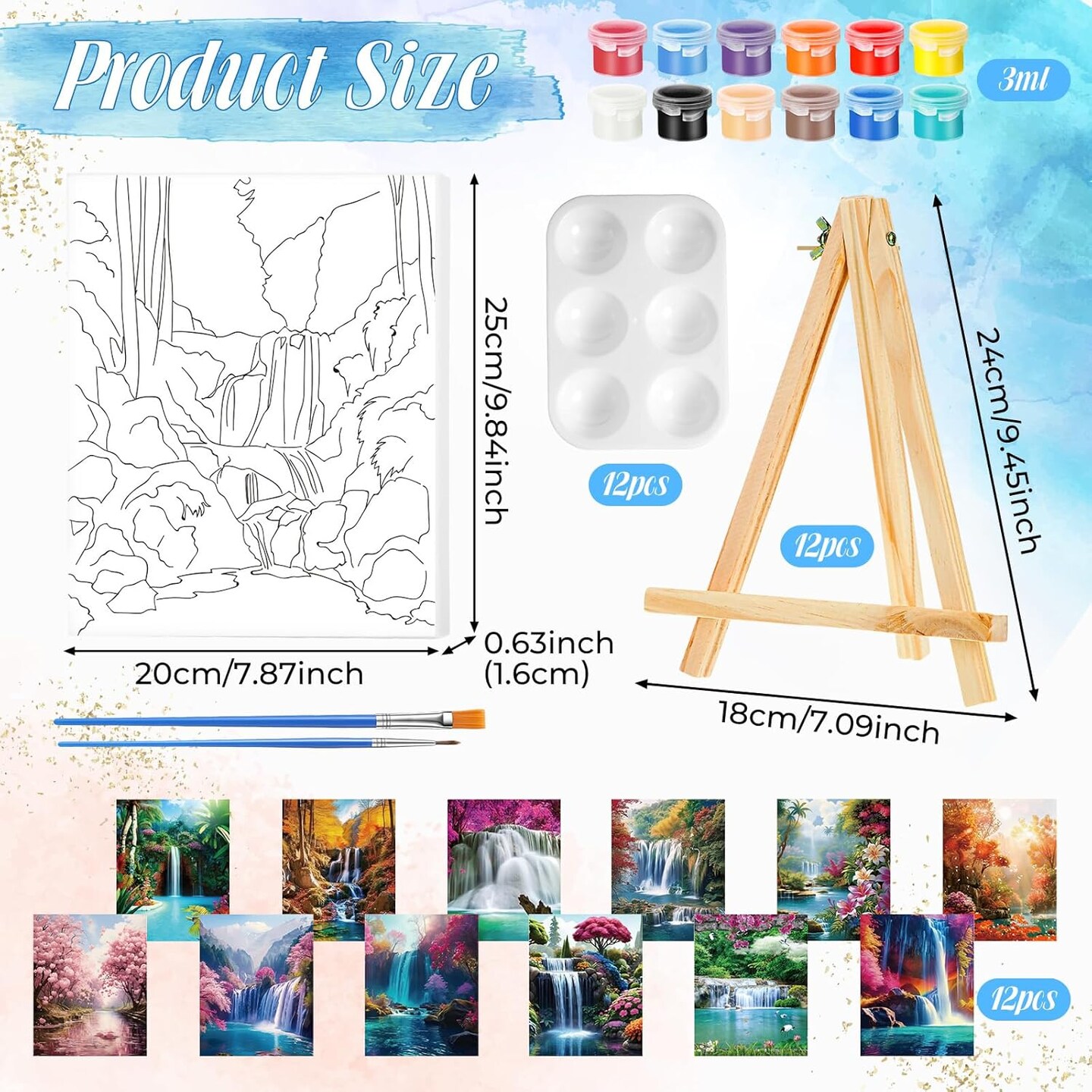 12 Pack Pre Drawn Canvas for Painting Sip and Paint Kit