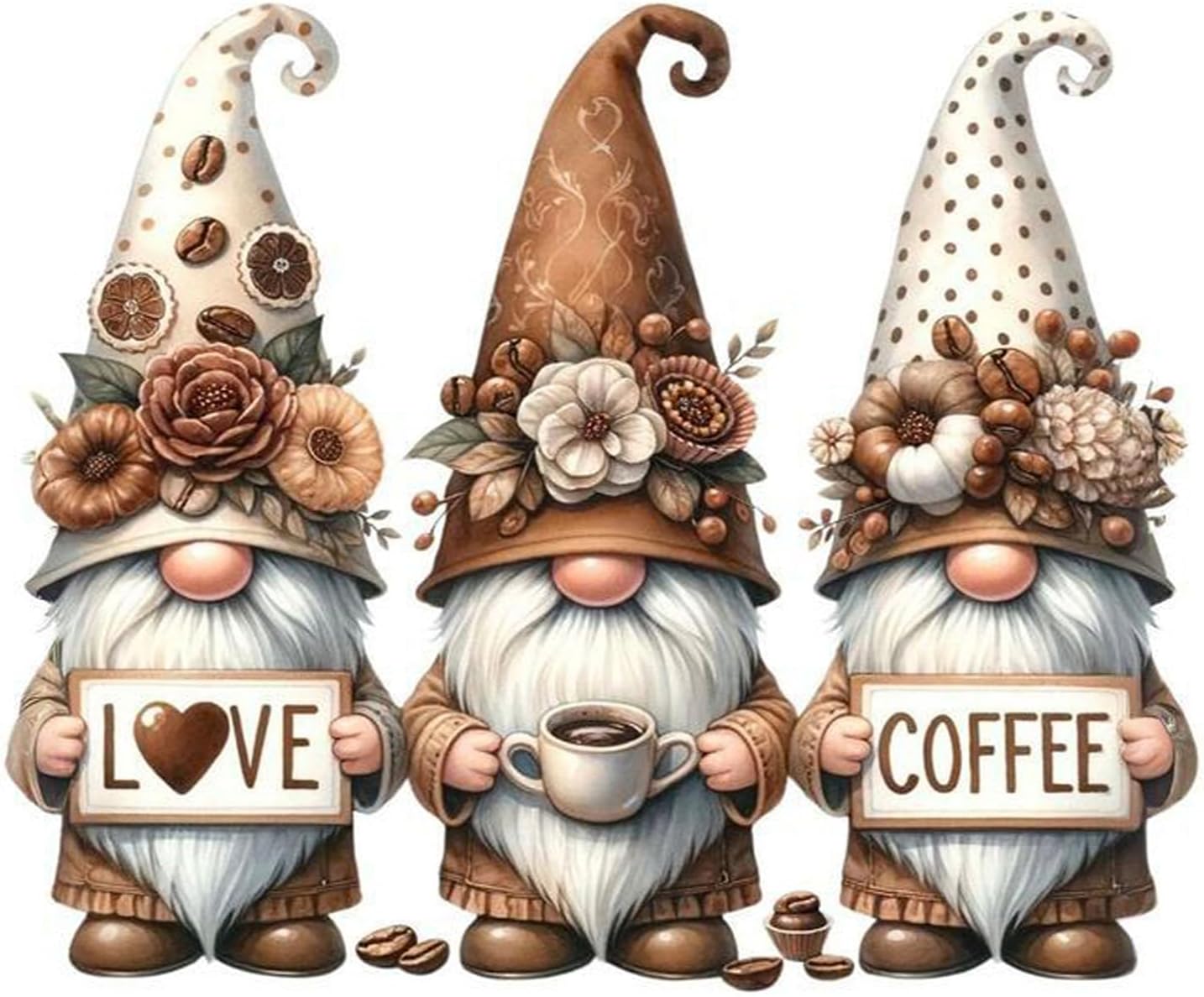 Gnome Coffee 5D Diamond Painting Kit for Adults & Beginners – Full Drill DIY Gem Art Craft, Home Wall Decor, 12x16 Inch