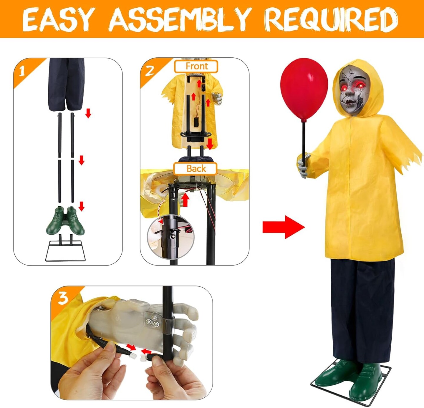 4 Ft Life Size Animatronics Prop with Glowing Balloon