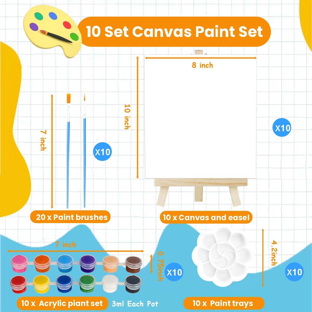 10 Pack Canvas Painting Kit for Adults