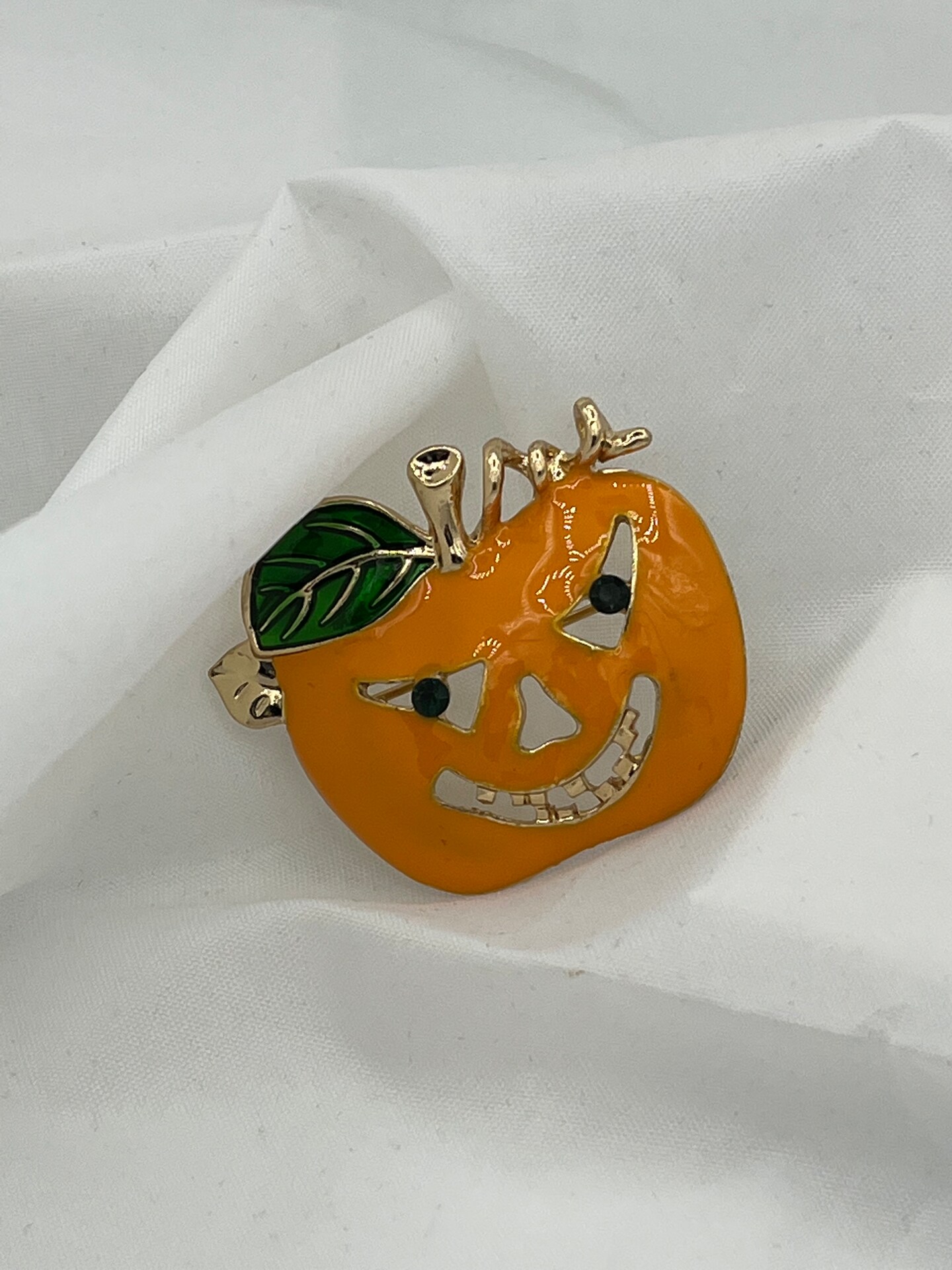 Halloween Orange Enamel and Goldtone Pumpkin Jack o Lantern Pin Brooch  MakerPlace by Michaels