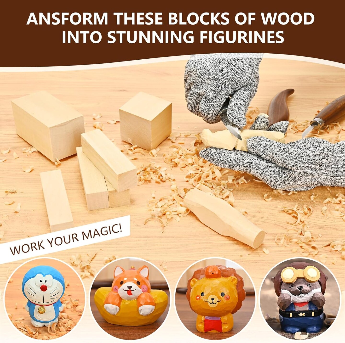 22PCS Whittling Wood Blocks Wood Carving Kit