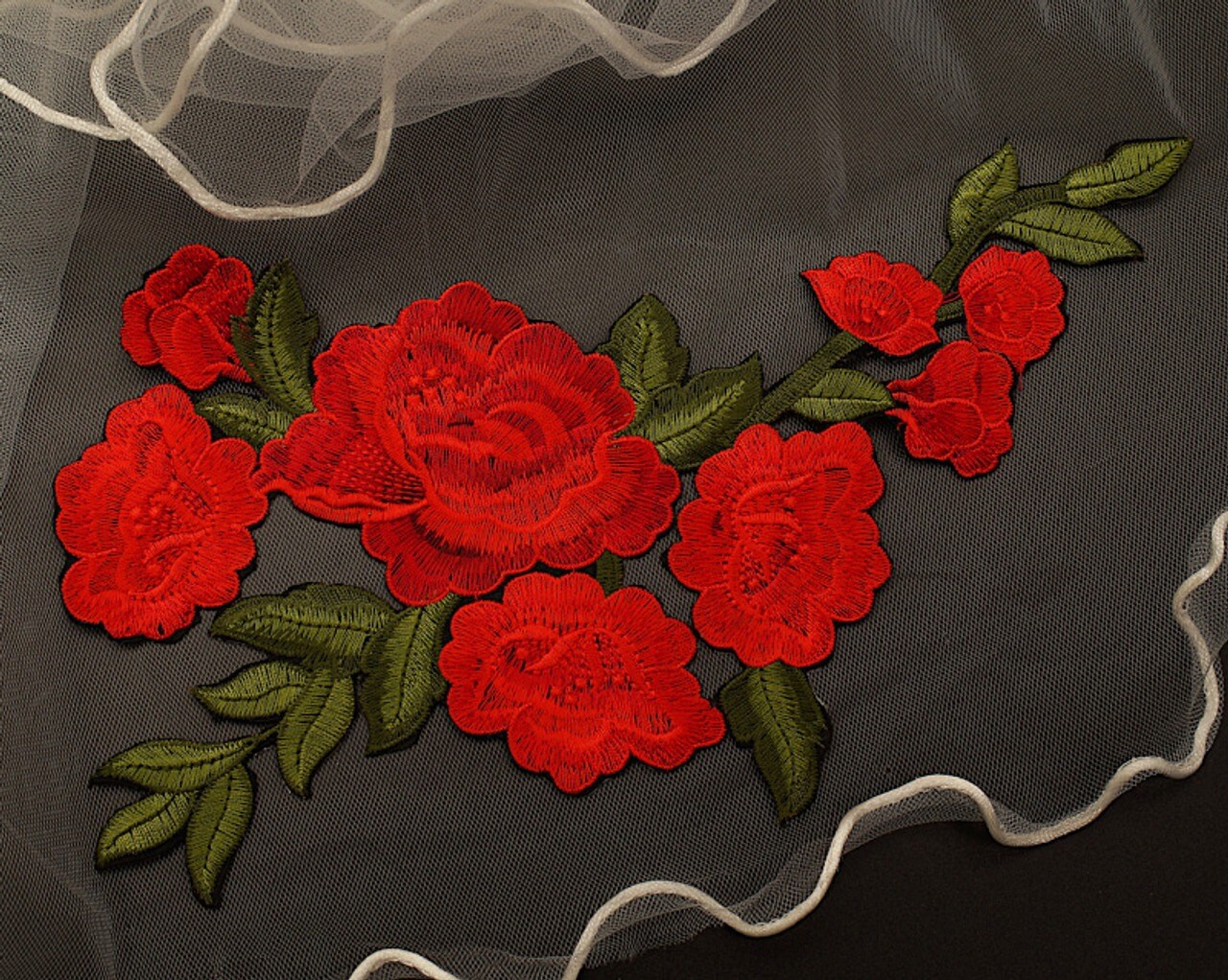 8"x 12 1/2" Red Rose Embroidery Heat Transfer Patch Pack of 12