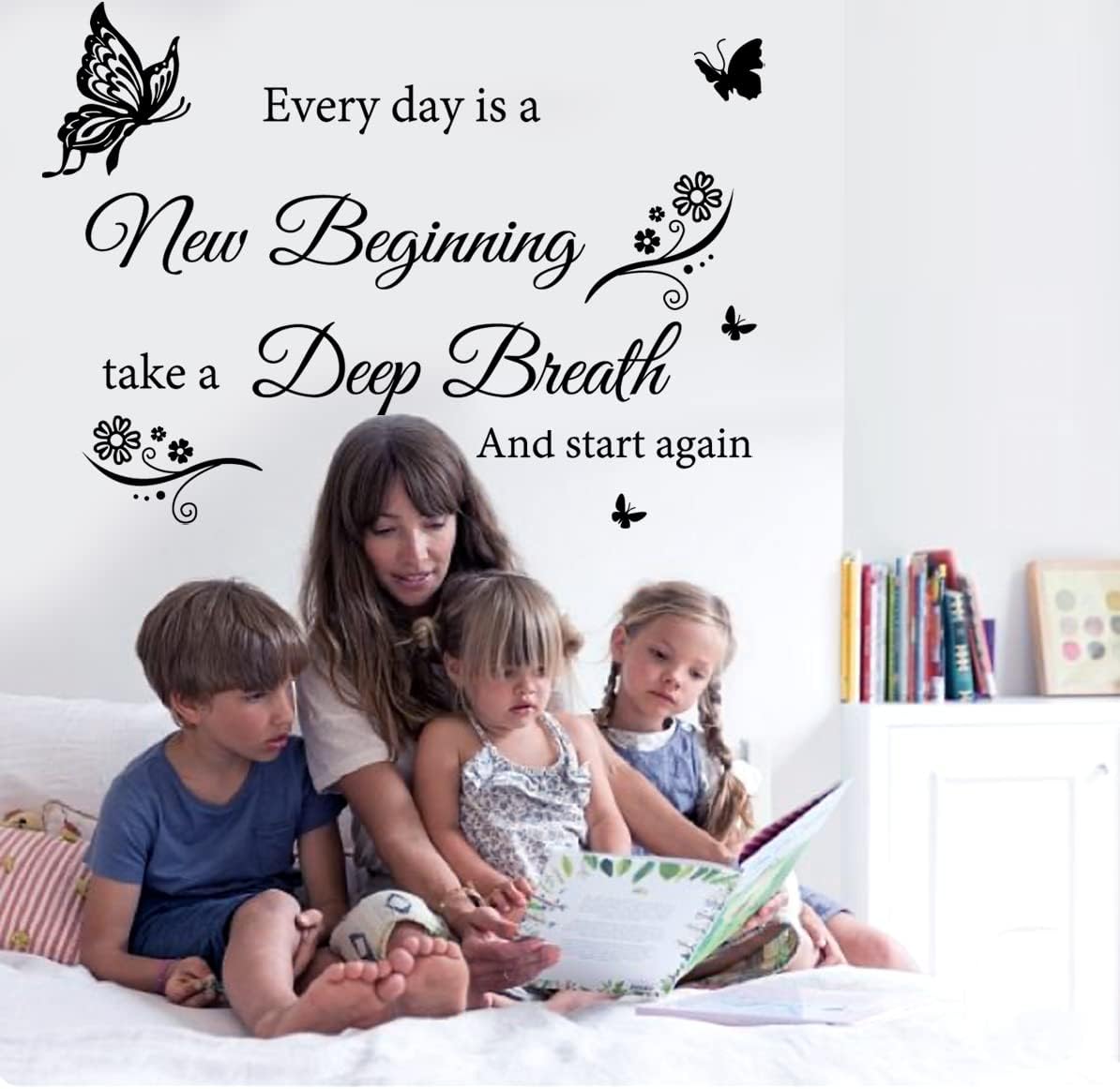 Vinyl Quotes Stickers - Every Day is A New Beginning Inspirational Wall Art Sticker Positive Quotes Wall Decals for Living Room, Bedroom, Classroom, Office, Studio, School, Teen Dorm Room