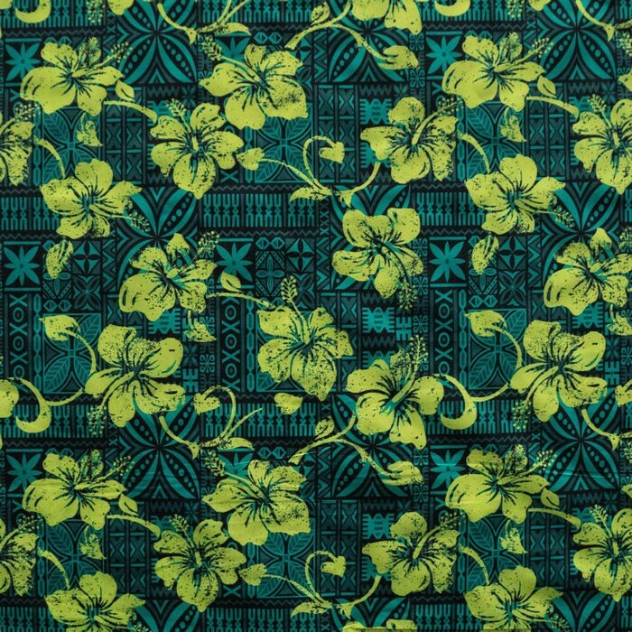 1 Yard Hibiscus Traditional Tapa Design Fabric, 100% Polyester, 60 Inches Width