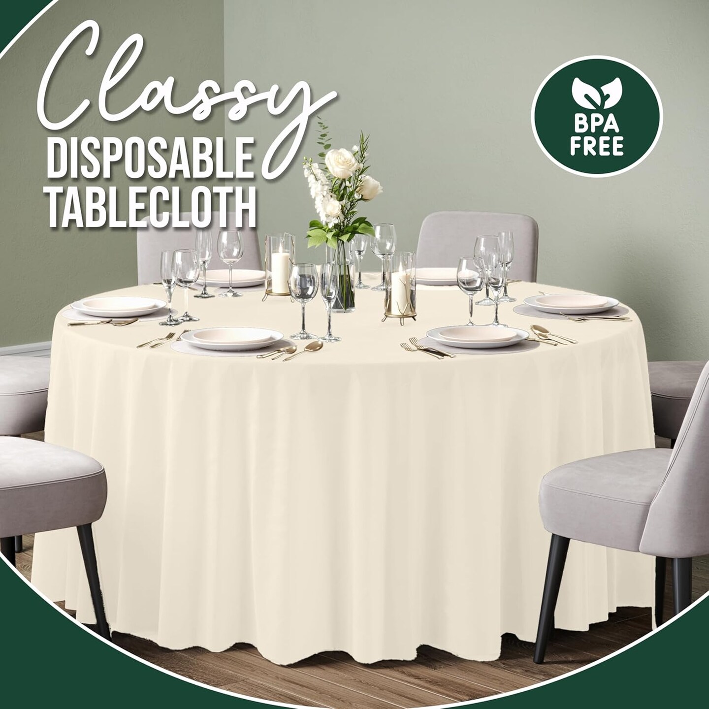 Bulk Pack Plastic Table Cloth - 120 Inch Round Disposable Tablecloth for Parties - Round Tablecloth - Disposable Table Cloths for Parties-Exquisite Party Solids