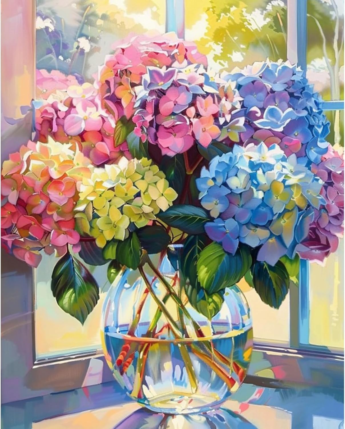 Paint by Numbers Kit for Adults – Hydrangea in Glass Vase | 16x20" DIY Acrylic Painting on Canvas for Beginners & Adults | Relaxing Floral Paint-by-Number Art Set for Home Decor & Gifting