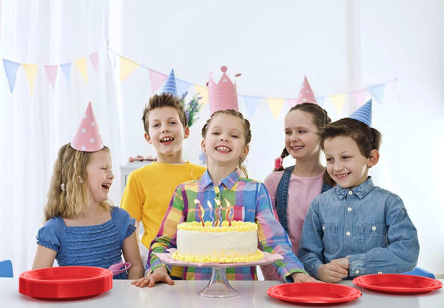 Party Solids Plastic Plates For Party Disposable Plates Heavy Duty Supplies 100 Pcs Plastic Dinnerware Sets Heavy Duty 350 GSM Disposable Dinnerware Set by Exquisite